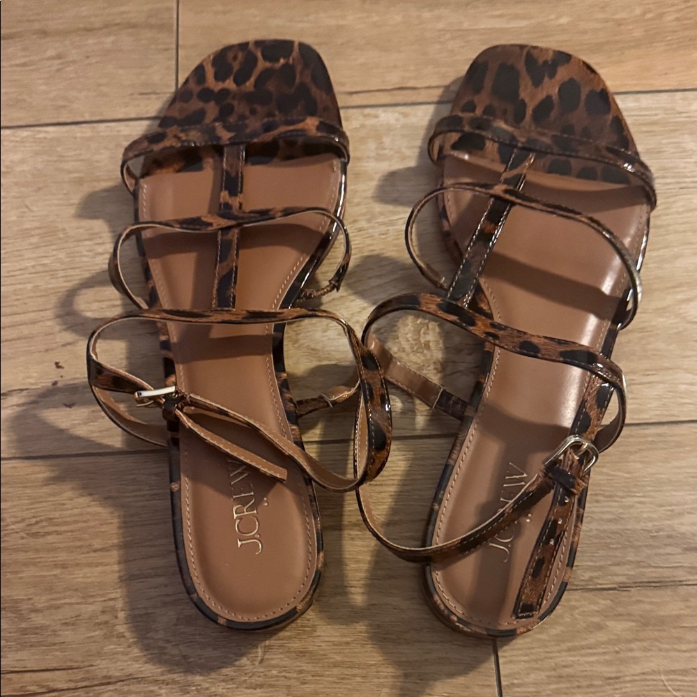 J. Crew Brown Leopard Strappy Sandals - Picture 6 of 6